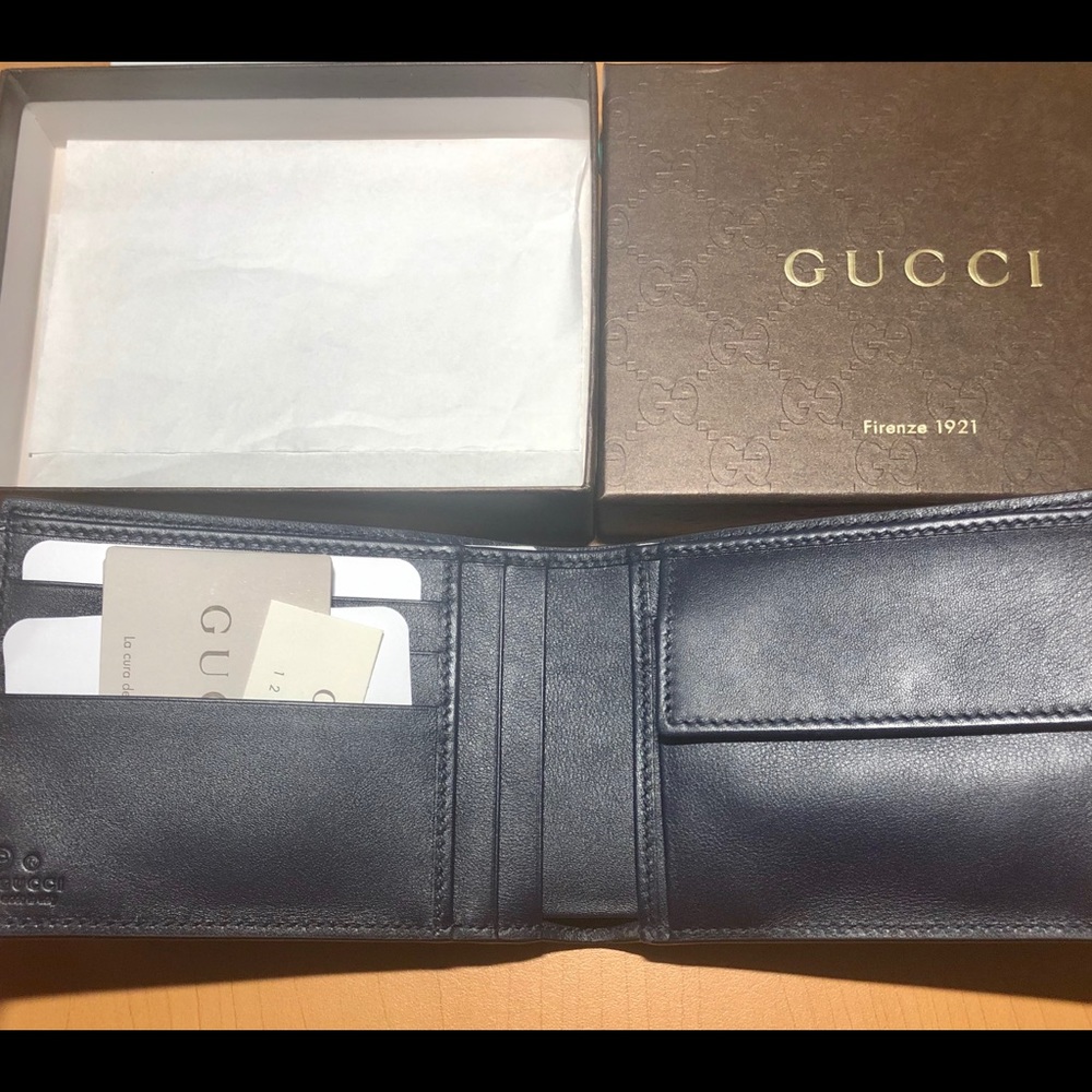Men's Wallet: New Navy Blue Micro Leather 100% - Picture 7 of 8